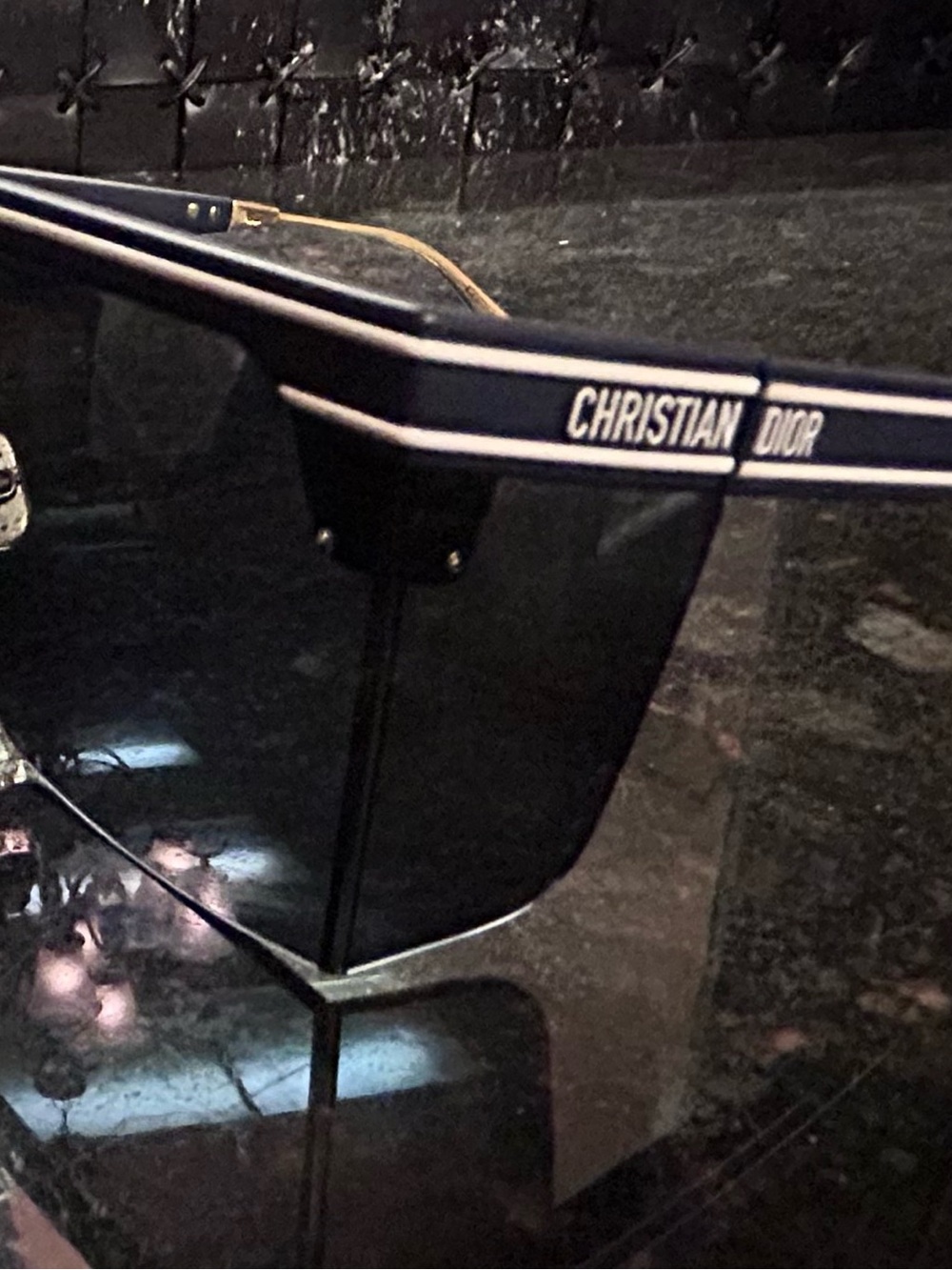 Dior Men’s Shield Sunglasses in Navy with White Stripe